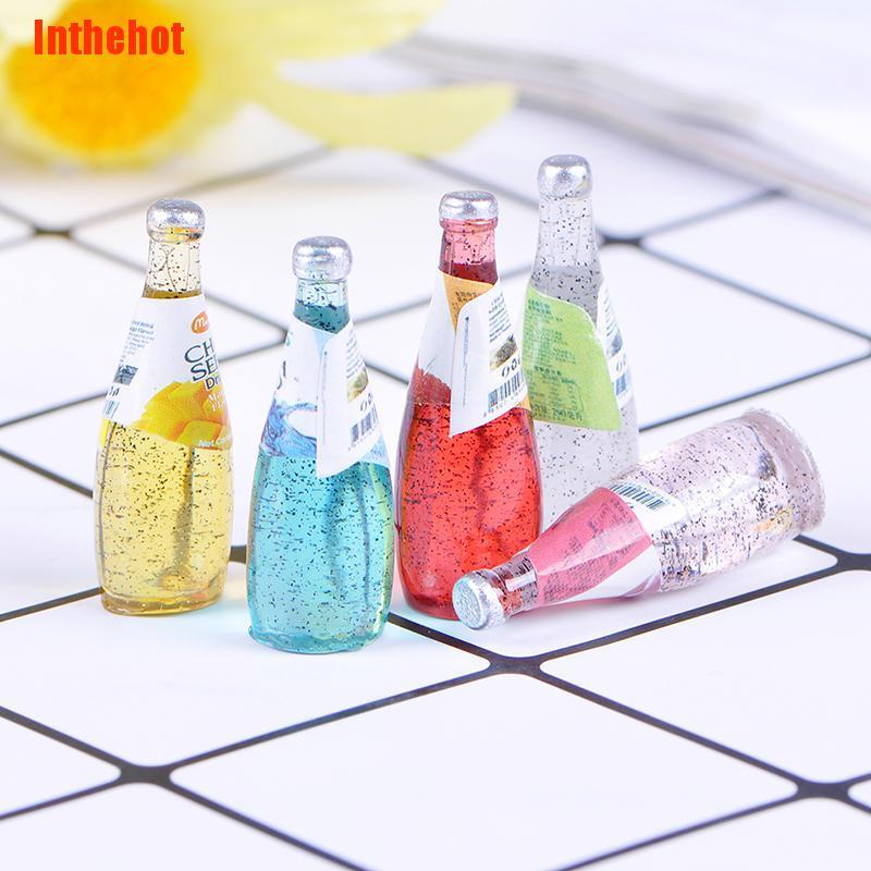 Set 5 mô hình chai nước mini tỉ lệ 1:12 trang trí nhà búp bê