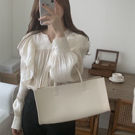 Áo Sơ Mi Tay Dài Phồng Xếp Ly Thời Trang Hàn Quốc Hàng Mới Cho Nữ