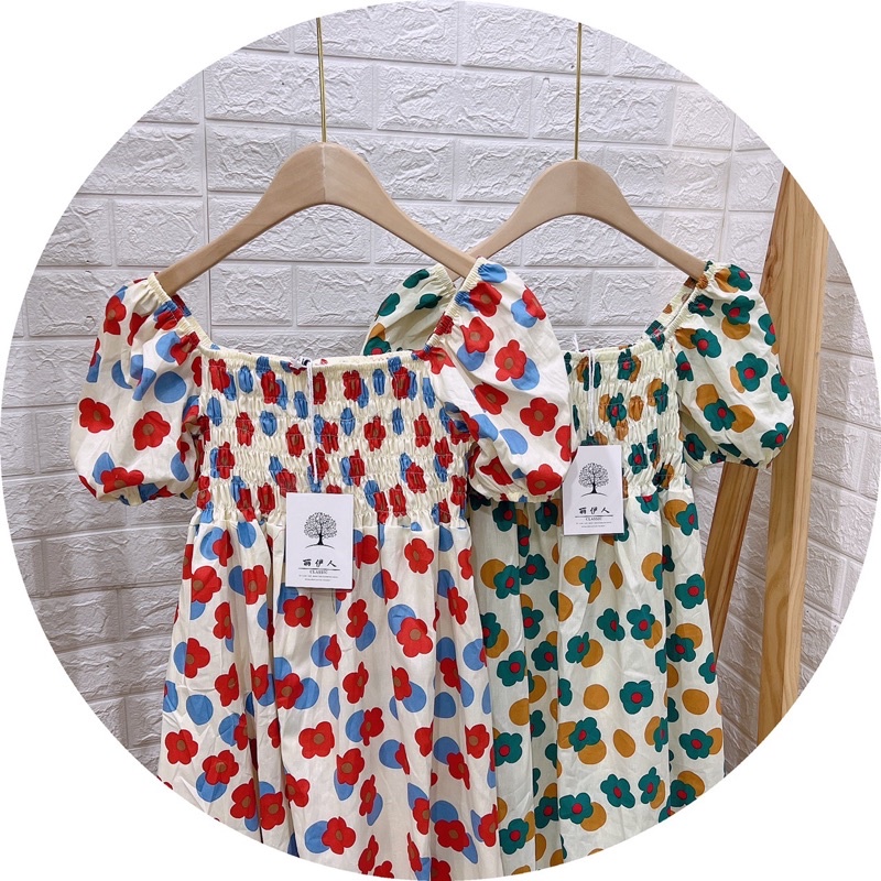 Váy Hoa Chun Ngực 3 Màu Cổ Vuông Dáng Babydoll Siêu Xinh Có Ảnh Thật Kèm Video | BigBuy360 - bigbuy360.vn