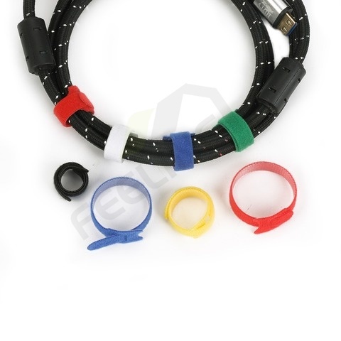 ❤️ Bộ 10 Dây Quấn Dây Cáp / Tai Nghe / Điện Thoại Bằng Nilon Hai Mặt Có Thể Tái Sử Dụng