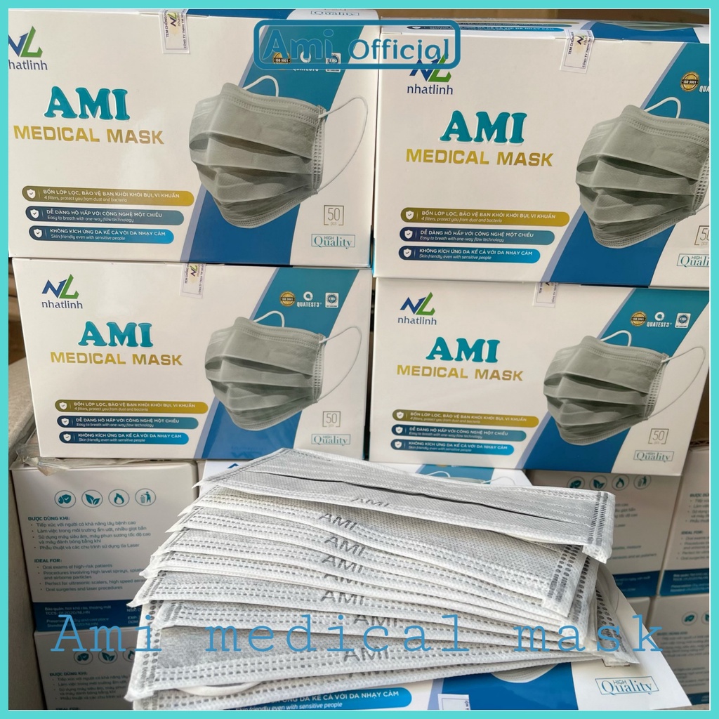 Khẩu trang y tế Ami Medical Mask hộp 50c đủ màu - Ami official