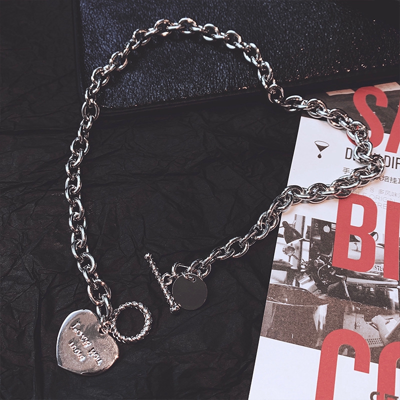 [Mã FASHIONCB231 hoàn tối đa 30K xu đơn 99K] Ins Punk Metal Cold Wind Love Clavicle Chain Necklace | BigBuy360 - bigbuy360.vn