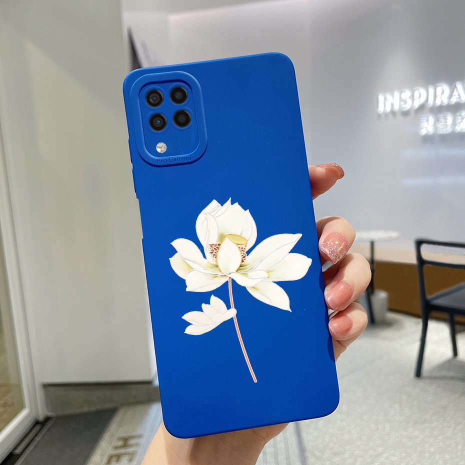 Ốp Điện Thoại Silicon Chống Sốc Họa Tiết Hoa Tím Cho Samsung Galaxy A12 M12 M32 M22 A22 4G 5G