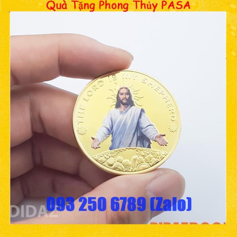 Đồng xu Chúa Jesus kỉ niệm, trưng bày, để ví, tặng người thân, cầu bình an