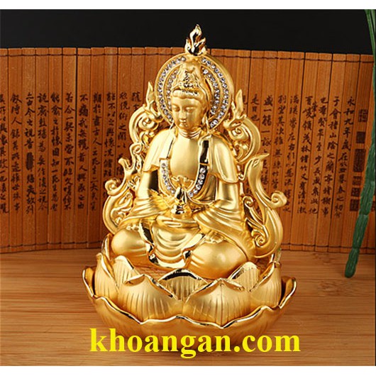 Tượng Phật Bà Quan Âm Bồ Tát 2 Mặt Vàng, Cao 13.5cm