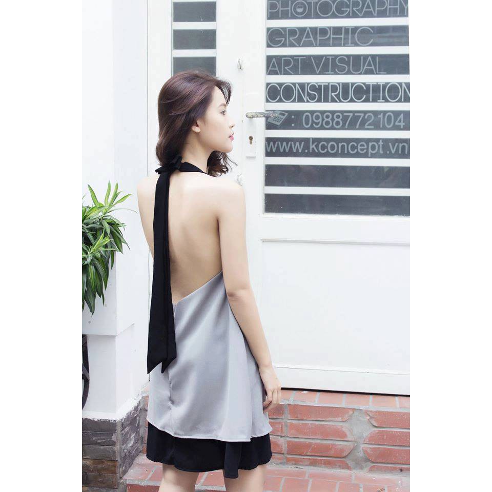 váy xòe cổ yếm
