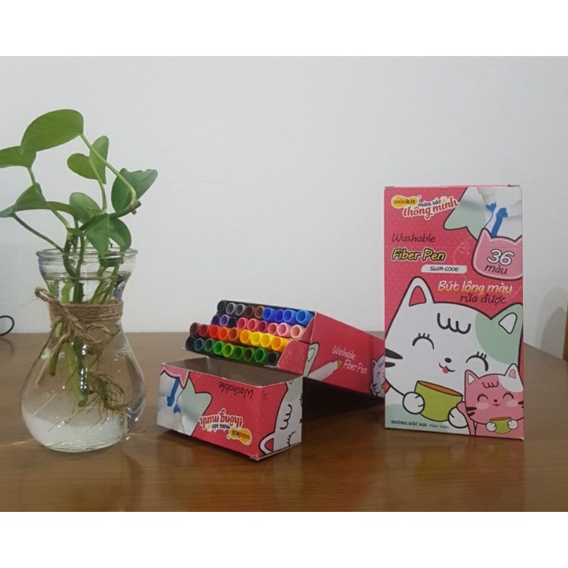 Combo lẻ 6 MÀU Fiber Pen Washable - Nét mảnh nét to - bộ 36 màu