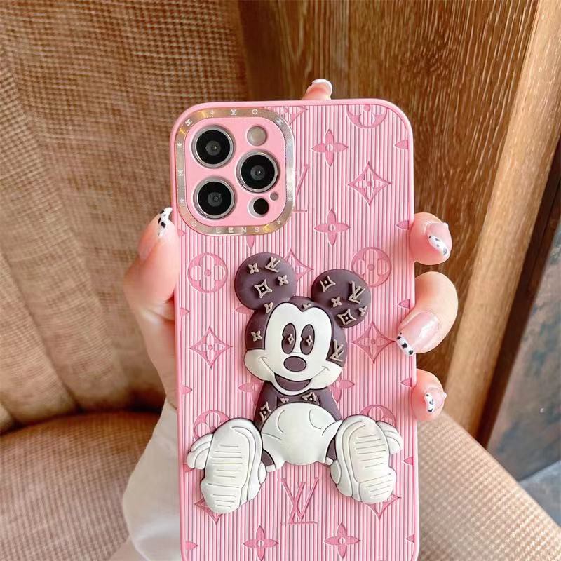 Ốp điện thoại da hồng Mickey LV cho IPHONE 13PROMAX 13 13PRO 11PROMAX 11 X XS XR XS MAX 7PLUS 8PLUS 7 8 12PRO 12PROMAX