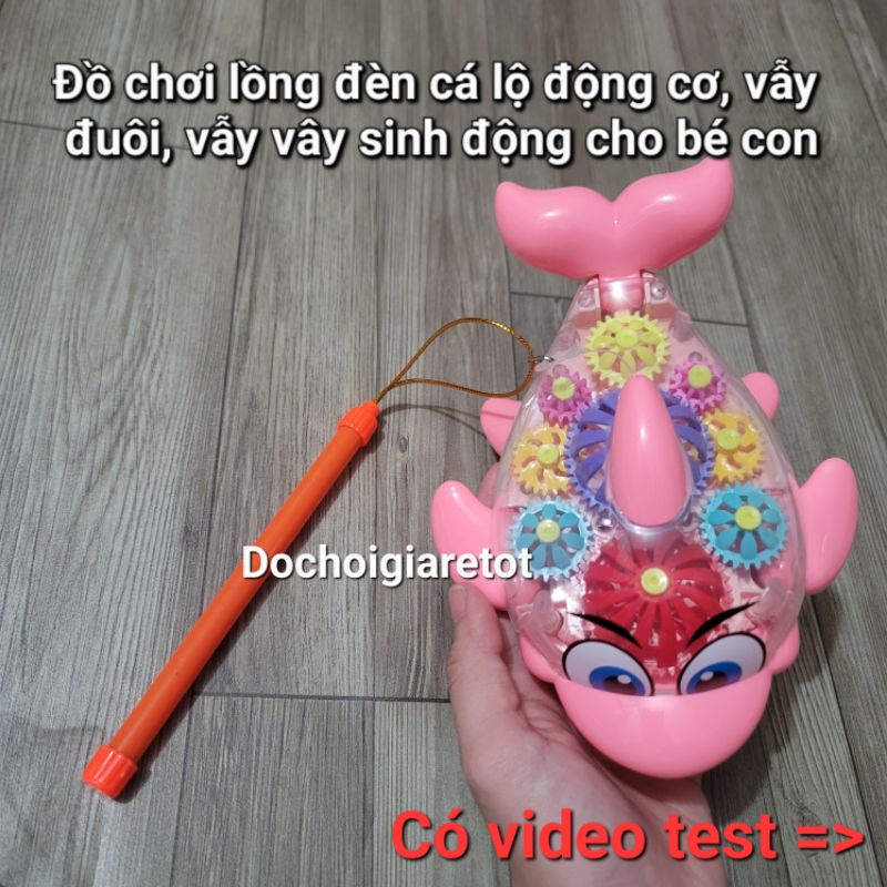 Đồ chơi trung thu cá hồng cute vẫy đuôi lộ động cơ bánh răng nhạc đèn cho bé con cực kì vui nhộn