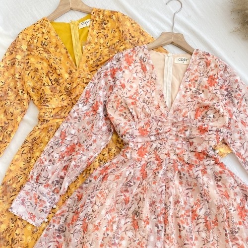 Đầm Hoa Nữ ❤ đầm hoa vàng hồng, thiết kế ❤KÈM HÌNH THẬT | BigBuy360 - bigbuy360.vn