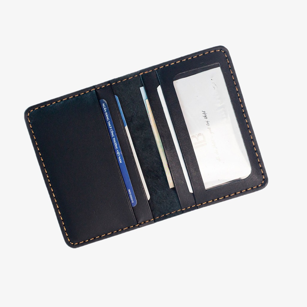 Ví nam nhỏ gọn da bò V130, ví đựng thẻ da thật, khâu tay thủ công, ví nam mini đường chỉ tinh tế, bảo hành 12 tháng
