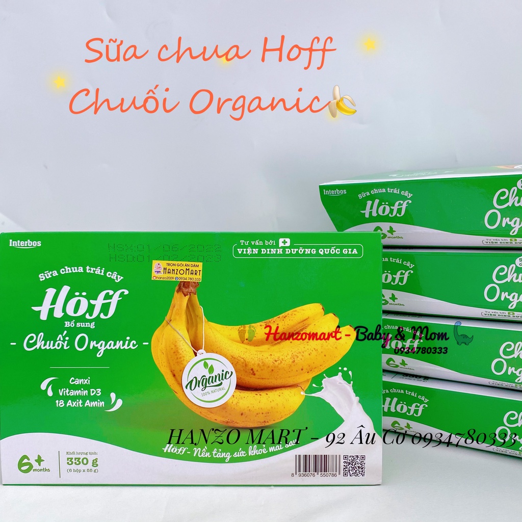 Sữa Chua Hoff Chuối Organic Hoff vỉ 6 hộp x 55g