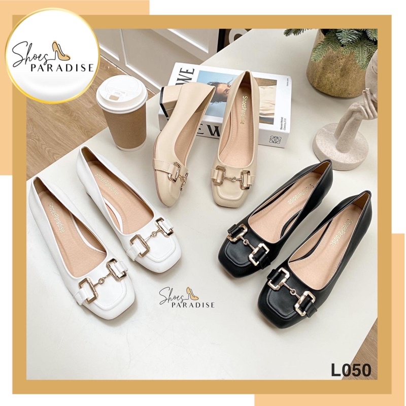 Giày cao gót bít mũi mũi vuông 3 phân nữ đế vuông 3p shoes paradise L050 HV