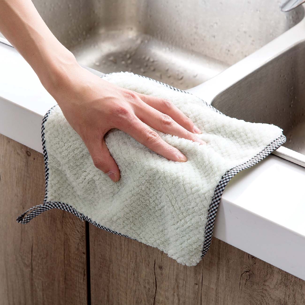 1 Khăn Lau Tay Vải Nhung San Hô Thấm Hút Tốt Dùng Cho Nhà Bếp