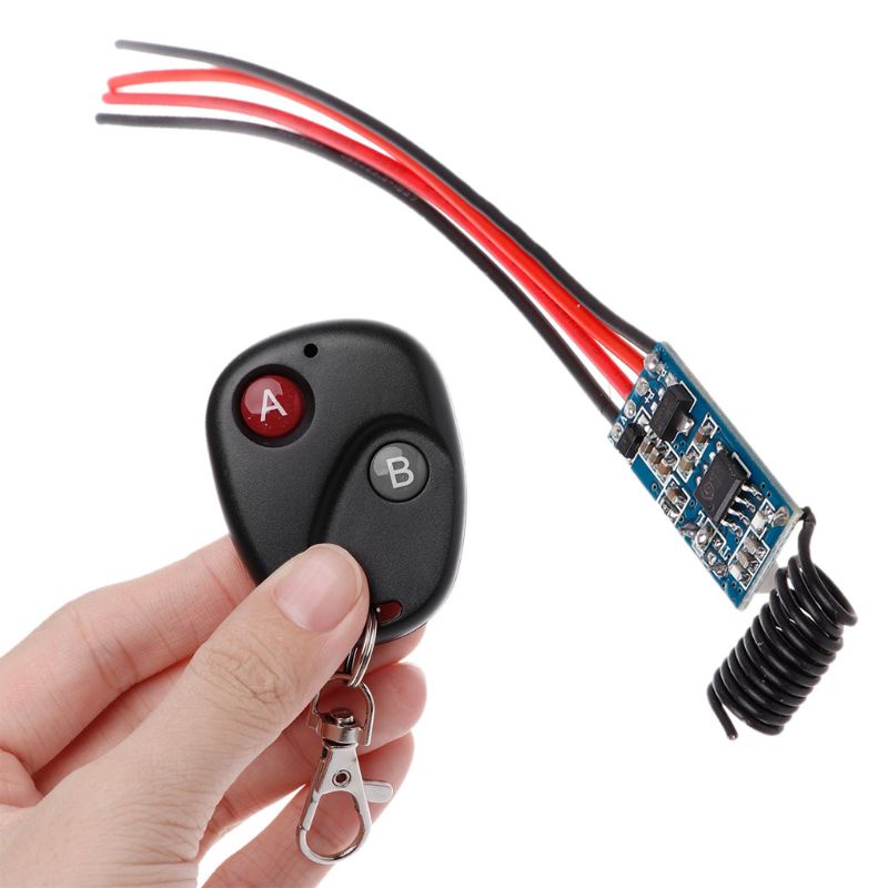 Công tắc điều khiển từ xa không dây dc3v 3.7v 5v 6v 7v 9v 12v 433mhz gồm bộ thu và máy phát