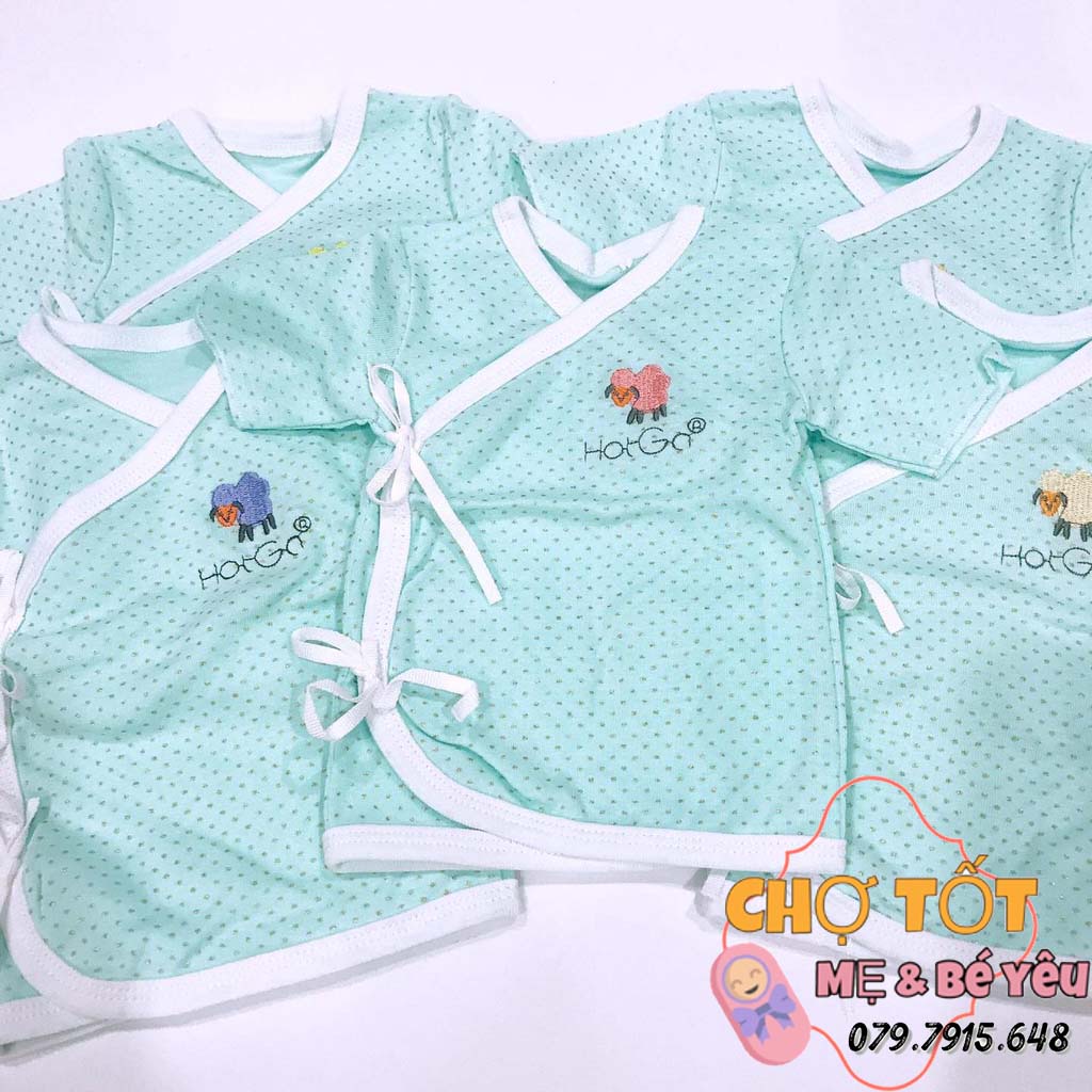 Combo 5 Áo Sơ Sinh Cột Dây HotGa Tay Dài,Tay Ngắn Cho Bé Gái Bé Trai (100% Cotton Bozip Mềm Không Xù Lông Nhiều Mẫu)