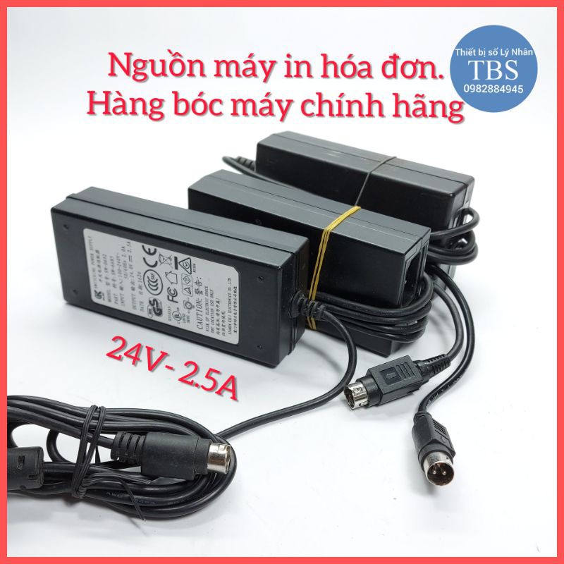 Nguồn máy in nhiệt 24V 2.5A chân nhiều loại chân 3 chấu hoặc chân tròn 55mm*21mm