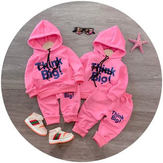 Bộ Nỉ Hoodie Think Big Dày Dặn Siêu Dễ Thương Cho Bé Gái 9-20Kg V183 - NamKidShop