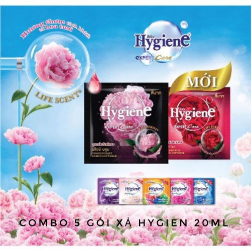 Combo 5 gói Xả 20ml vải hygien đen Thái lan 20ml đậm đặc siêu thơm tiết kiệm