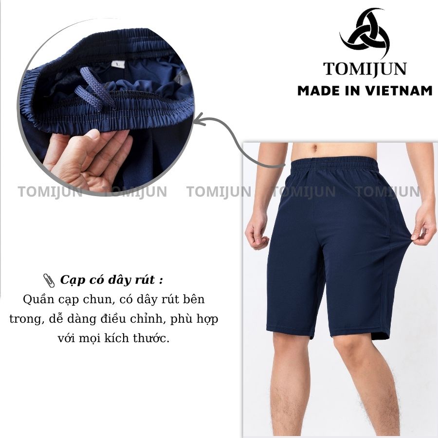 Quần short nam dù TOMIJUN Quần đùi nam thể thao, vải dù gió co giãn, mềm mịn, siêu nhẹ, dáng thể thao