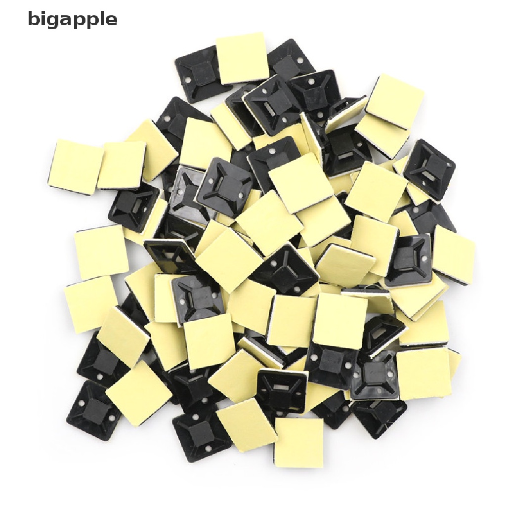 bigapple 100 Pcs Self Adhesive Cable Tie Mount Base Holder 20 x 20 x 6mm RDG