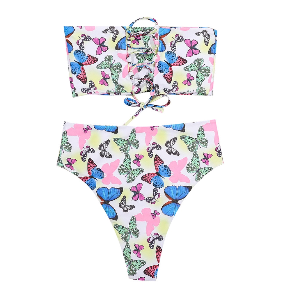 Women Two Pieces Bathing Suit Top Ruffled With High Waisted Bottom Bikini Set | BigBuy360 - bigbuy360.vn