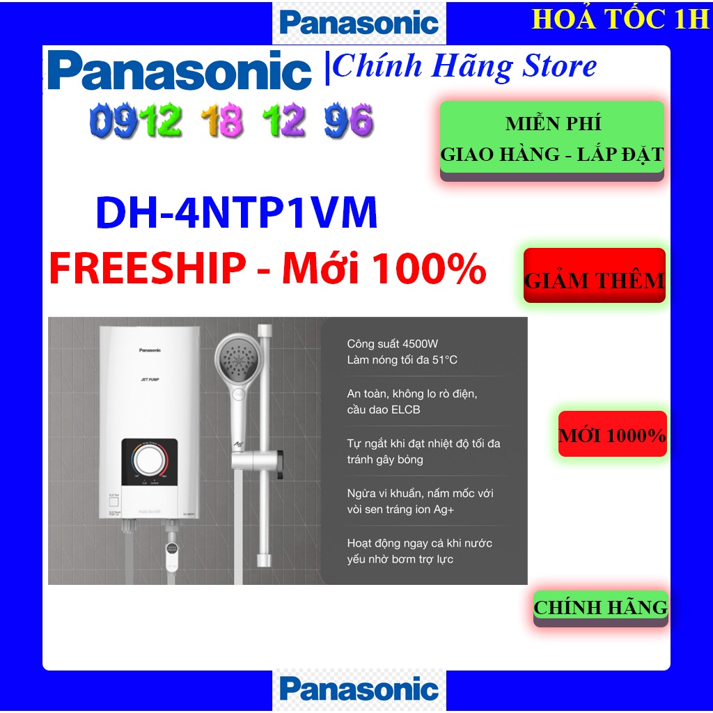 [Mã ELHAMS5 giảm 6% đơn 300K] Máy nước nóng Panasonic DH-4NTP1 - DH-4NTP1VM Có Bơm