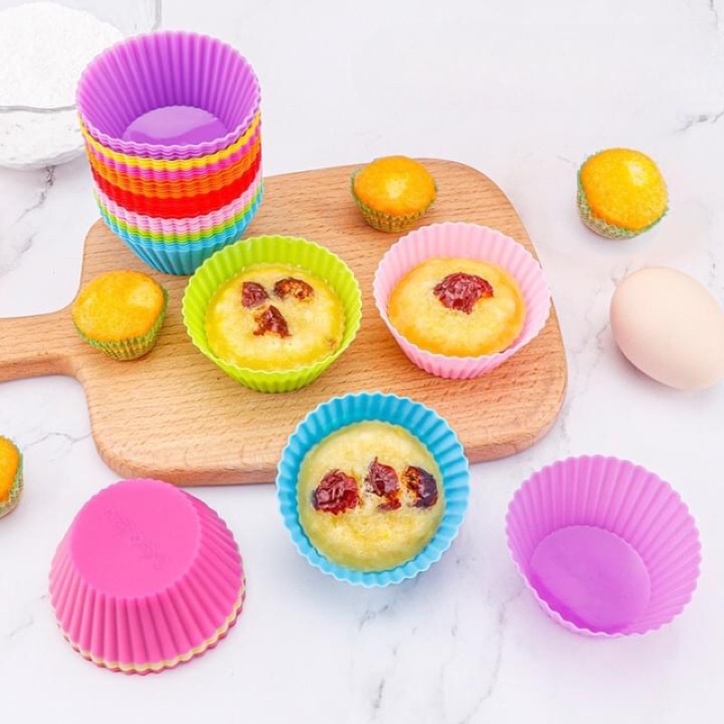 Khuôn cupcake silicon hình tròn (8 chiếc)