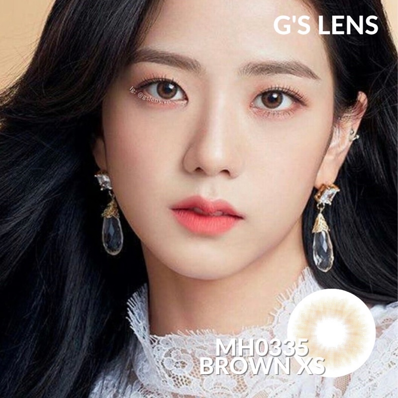 Kính Áp Tròng Lens Nâu Mật Ong Tự Nhiên Hot Douyin Size XS 14mm Có 0 Đến 6 Độ Cận Lệch Độ MH0335 Brown