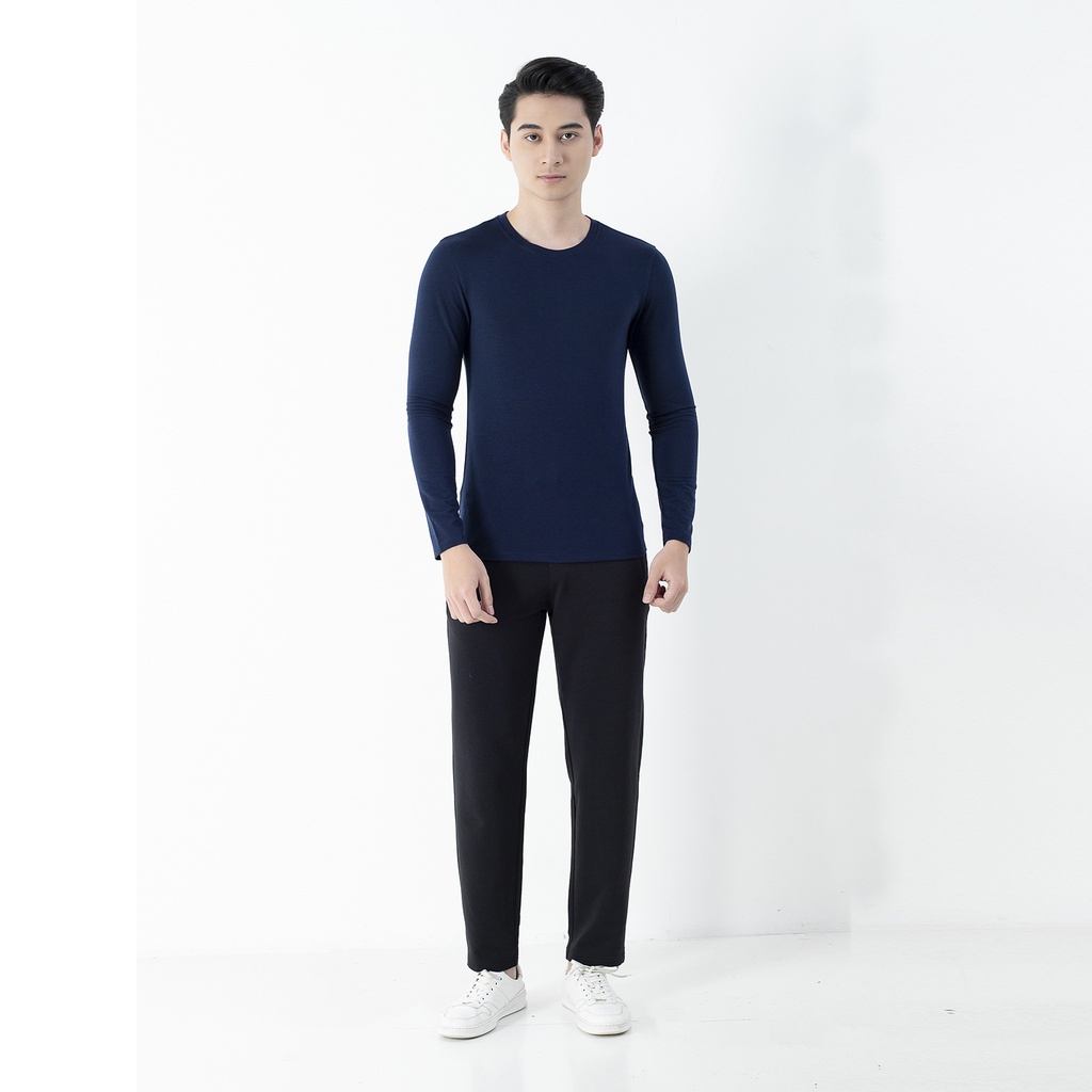Áo giữ nhiệt  nam Aristino  cổ tròn mềm giữ ấm tốt ALT020W1 màu tím than