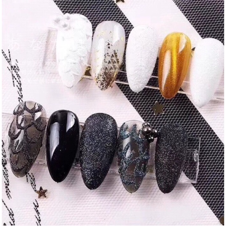 Nhũ rắc đen trắng- phụ kiện móng - Nhũ rắc Móng làm nail - Phụ kiện nails