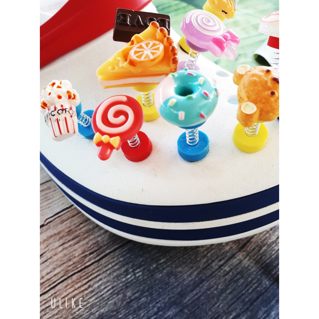 [Có sẵn+Được chọn] Jibbitz/ sticker 3d bánh kẹo có LÒ XO