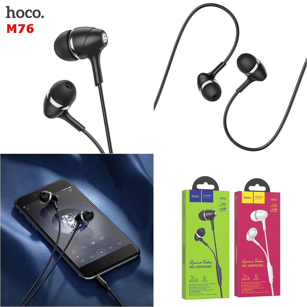 Tai nghe nhét tai In-Ear chính hãng HOCO âm thanh hay - Tai nghe giá rẻ có dây kèm MIC và nút điều khiển, jack 3.5 mm