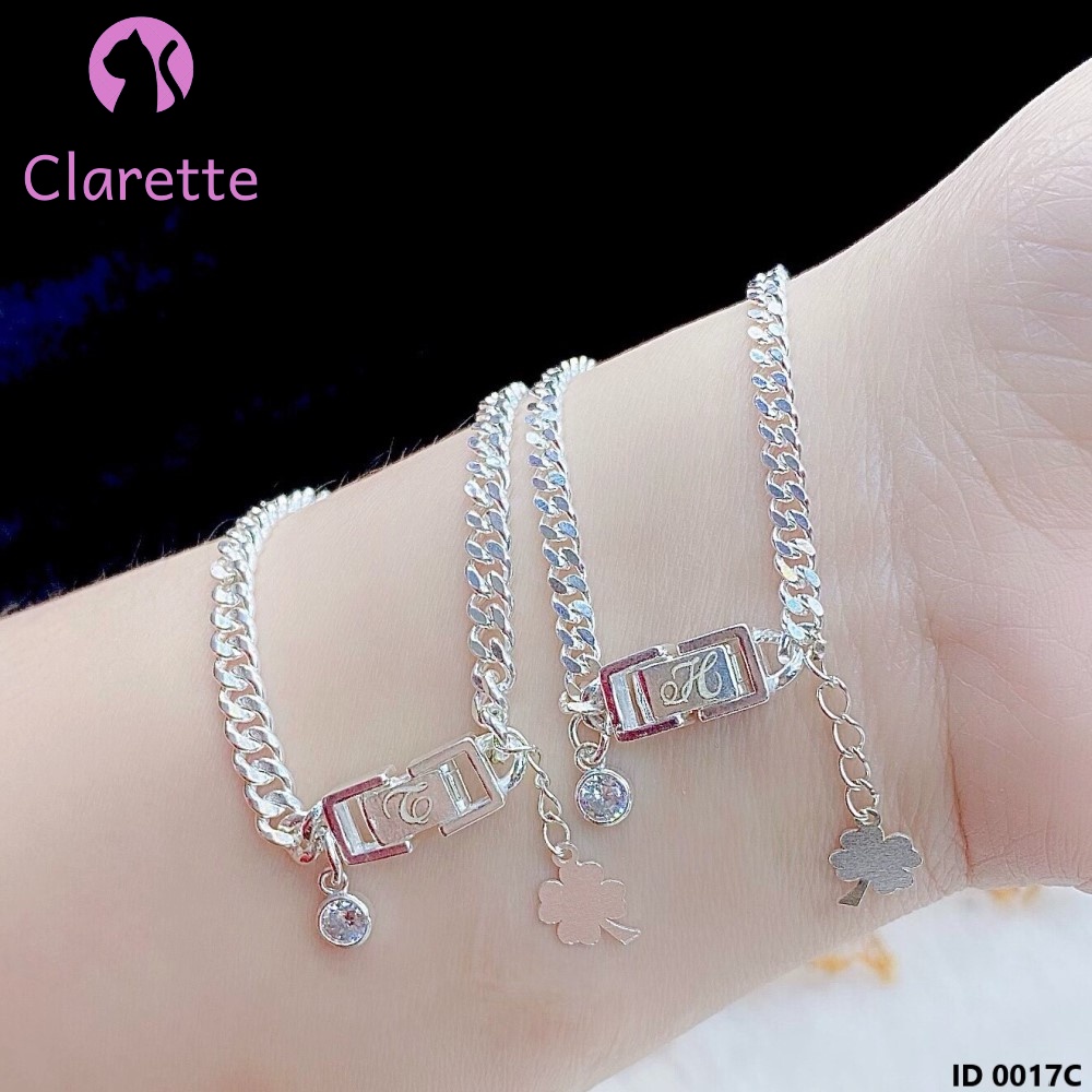 Vòng tay đôi nam nữ bạc hình khóa hộp Clarette 0017C