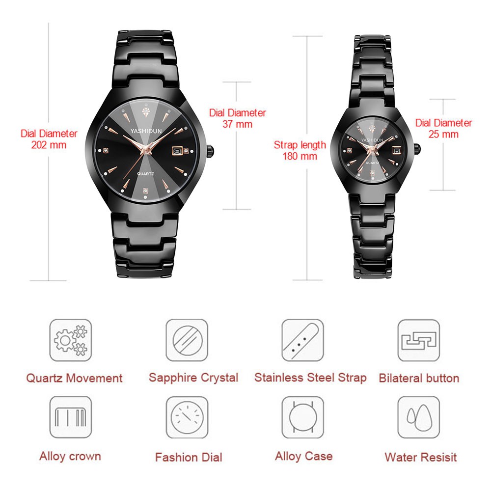 RUIWAY Buy 1 get 1 free (100% original), can wear both men and women, Couple watch with calendar , waterproof,Alloy strap