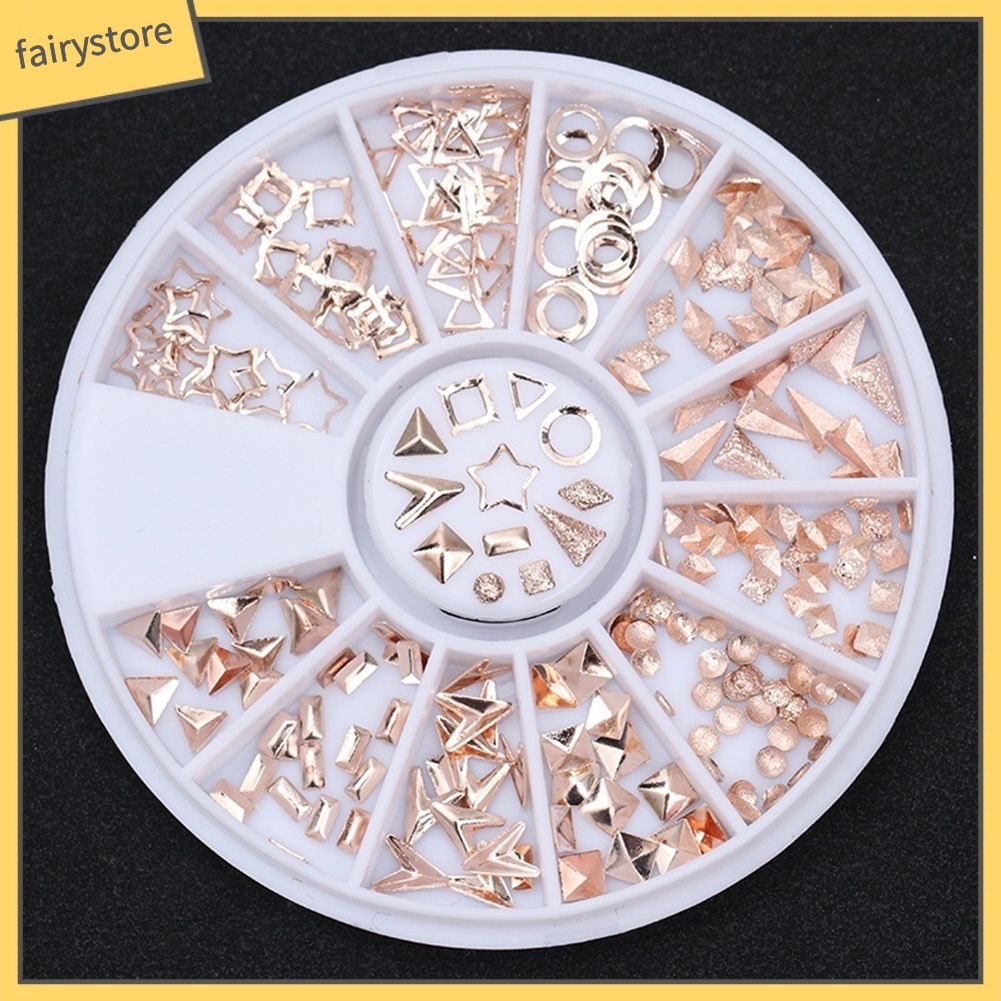 Hộp 240 phụ kiện mạ vàng đính móng tay ngộ nghĩnh dễ thương xinh xắn