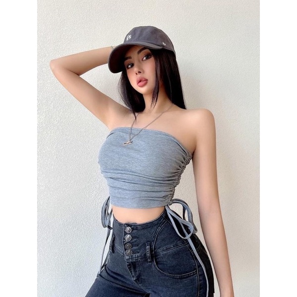 Áo ống nữ body rút dây 2 bên croptop