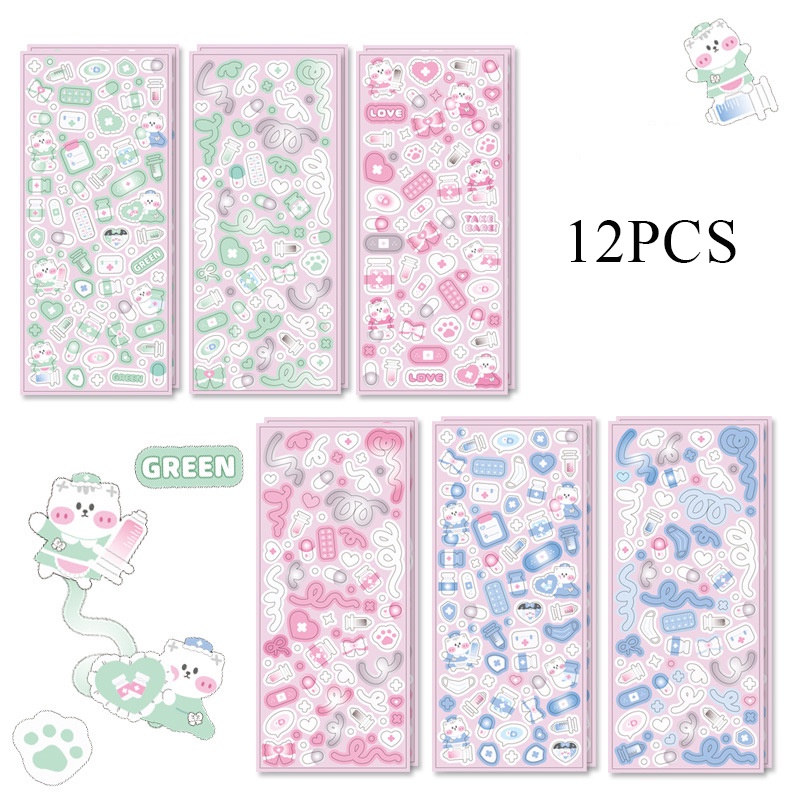 Miếng Dán Trang Trí Thẻ Họa Tiết Hoạt Hình Kiểu Hàn Quốc Dễ Thương