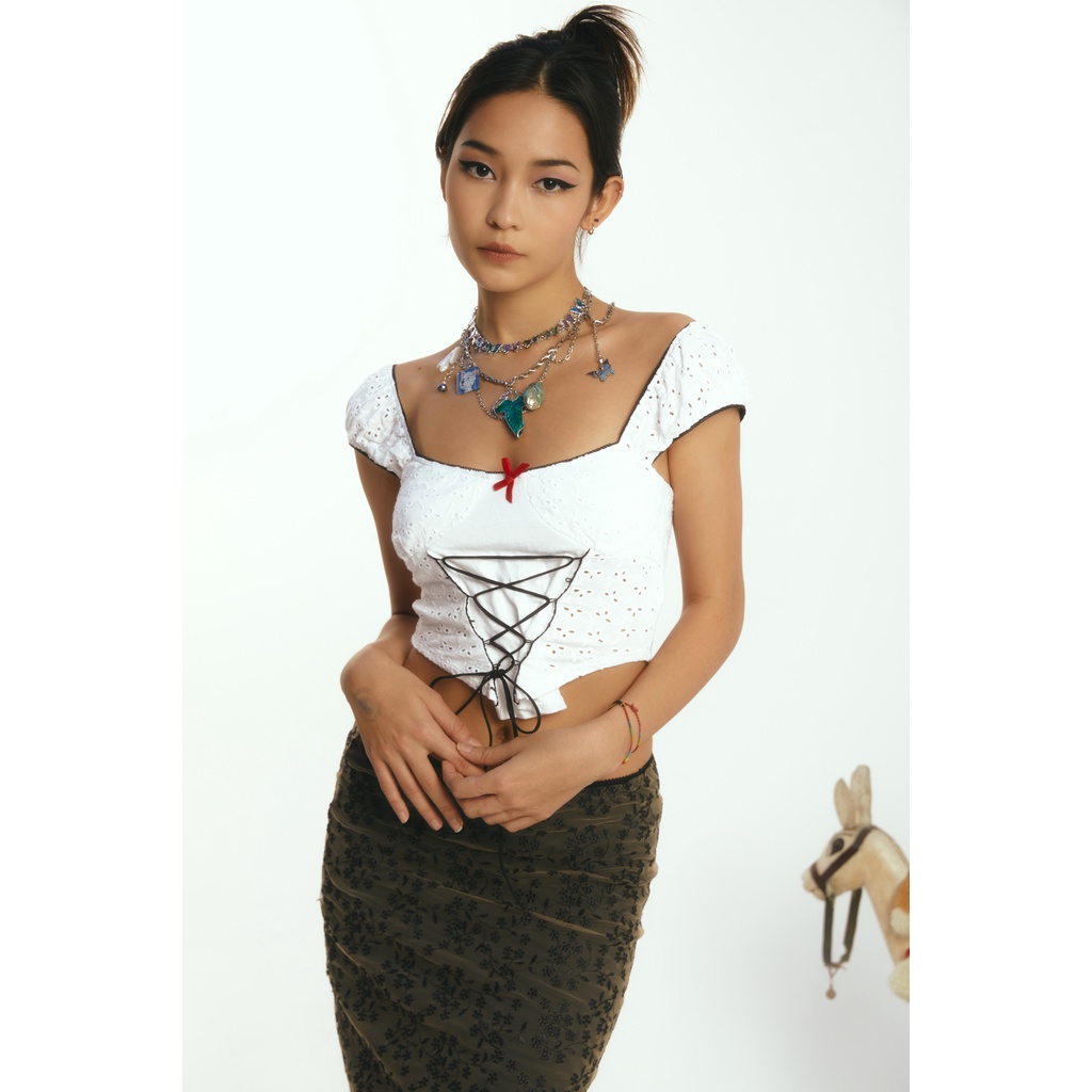 MILKMAID TOP - Áo dây kiểu bản to cổ vuông