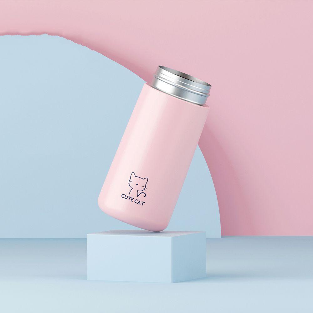 Bình Nước Giữ Nhiệt In Hình Mèo Dễ Thương Dung Tích 270ml