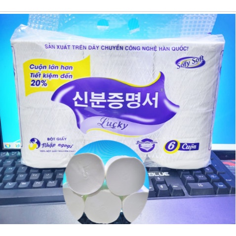 Lốc 6 Cuộn Giấy Lucky Vệ Sinh Siêu Dày Siêu Dai Công Nghệ Hàn Quốc Không Lõi