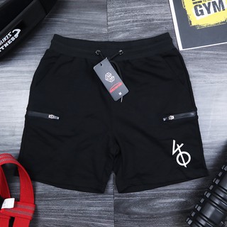 Quần tập gym nam LIKEFIT vải nỉ da cá in chữ VO khóa