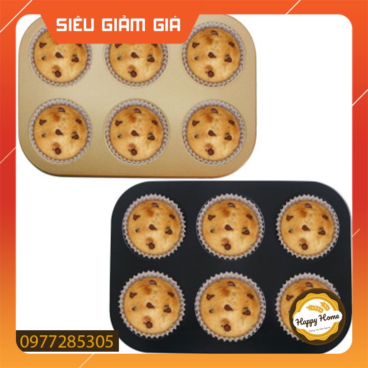 Khuôn / Khay nướng bánh cupcake muffin chống dính 6 ô CHẤT LƯỢNG CAO