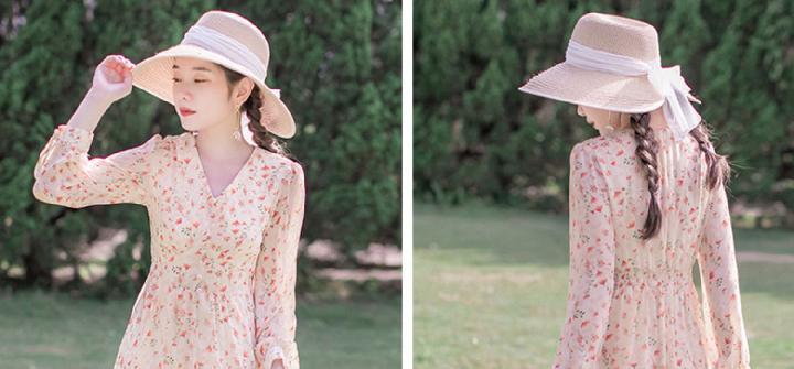 Đầm maxi tay dài cổ chữ V thiết kế hoa xinh xắn cho nữ cỡ S - 2XL | BigBuy360 - bigbuy360.vn