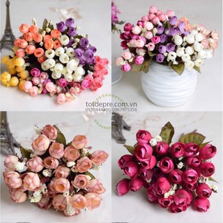 Chùm hoa hồng bi lụa - Hoa giả siêu đẹp