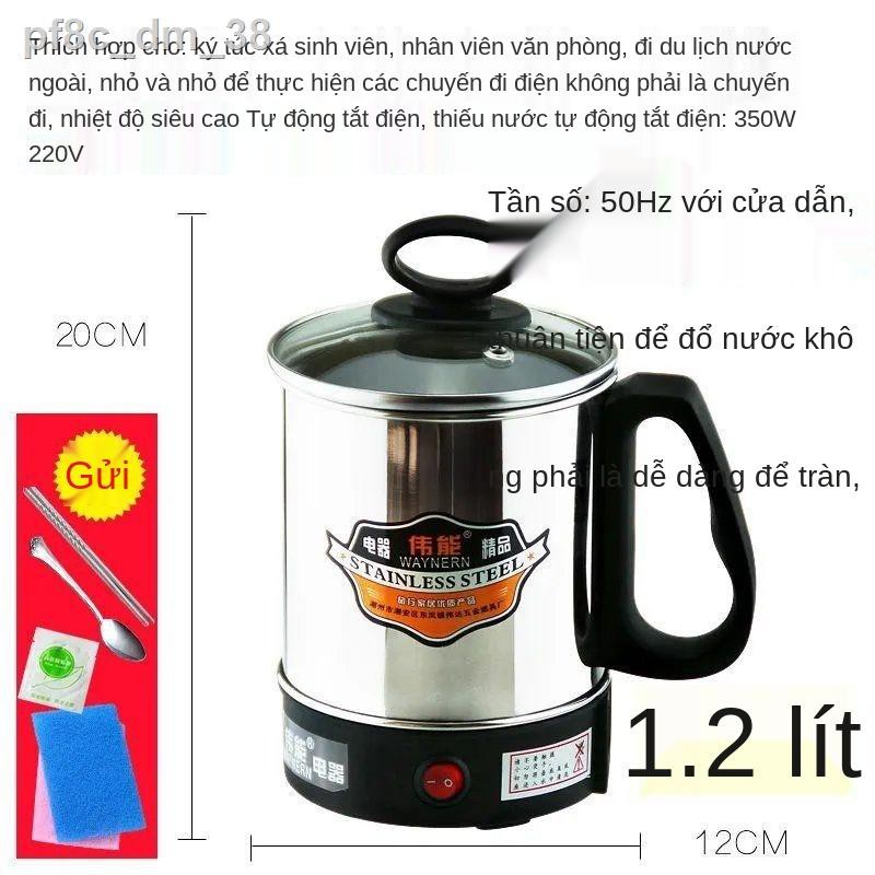 cốc hâm nóng điện bằng thép không gỉ nấu cơm Nồi cháo mini cầm tay Du lịch