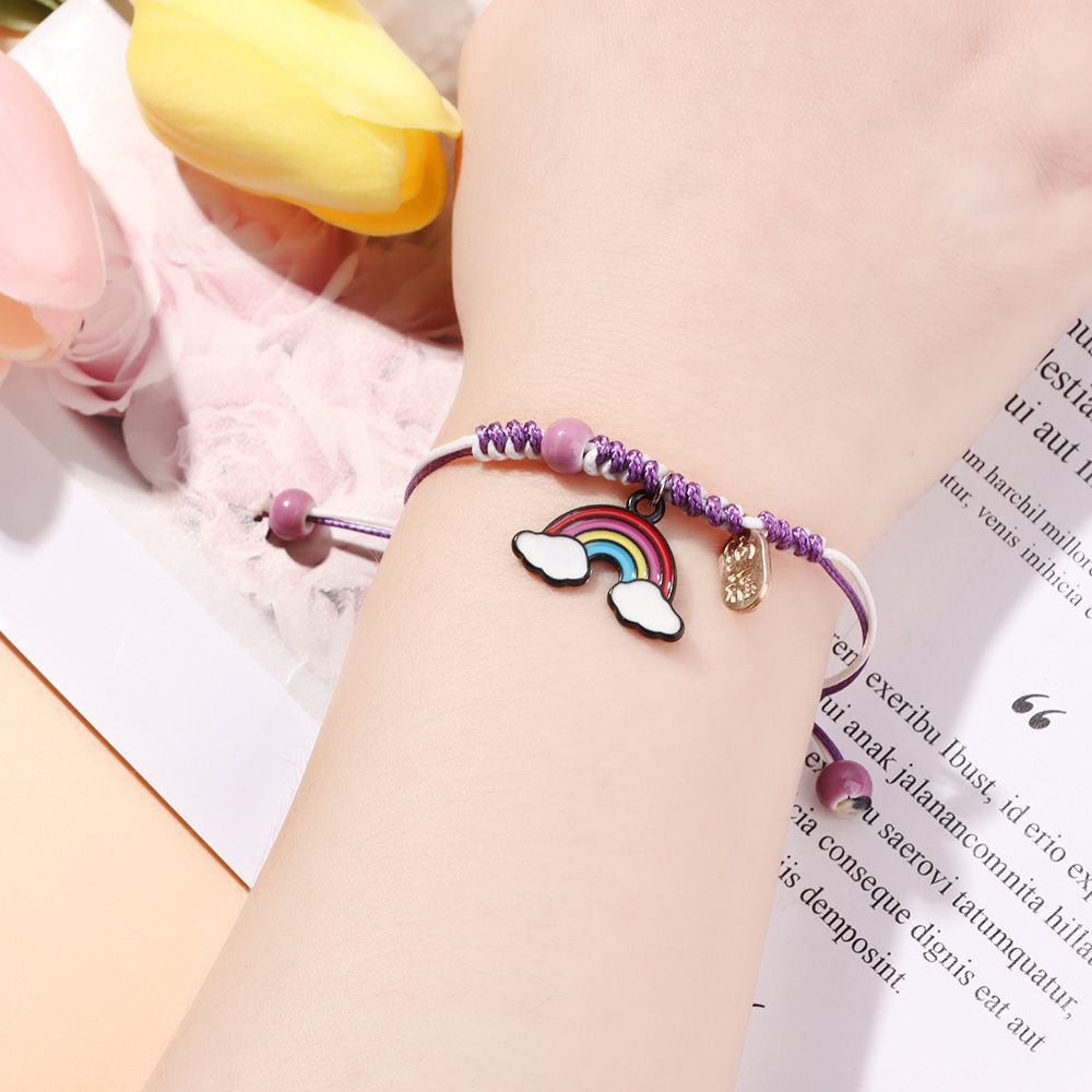 Vòng Tay Dây Bện Mặt Hoạt Hình Tráng Men Làm Quà Tặng Giáng Sinh Cho Nữ