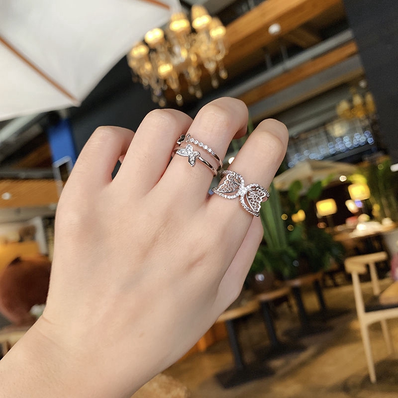 Nhẫn Đính Đá Zircon Kiểu Dáng Đơn Giản Hợp Thời Trang