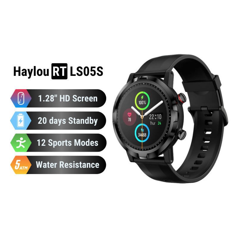 Đồng Hồ Thông Minh Xiaomi Haylou Solar LS05S Smart Watch Cảm Ứng Toàn Màn Hình Đo Huyết Áp Cho Nam Và Nữ