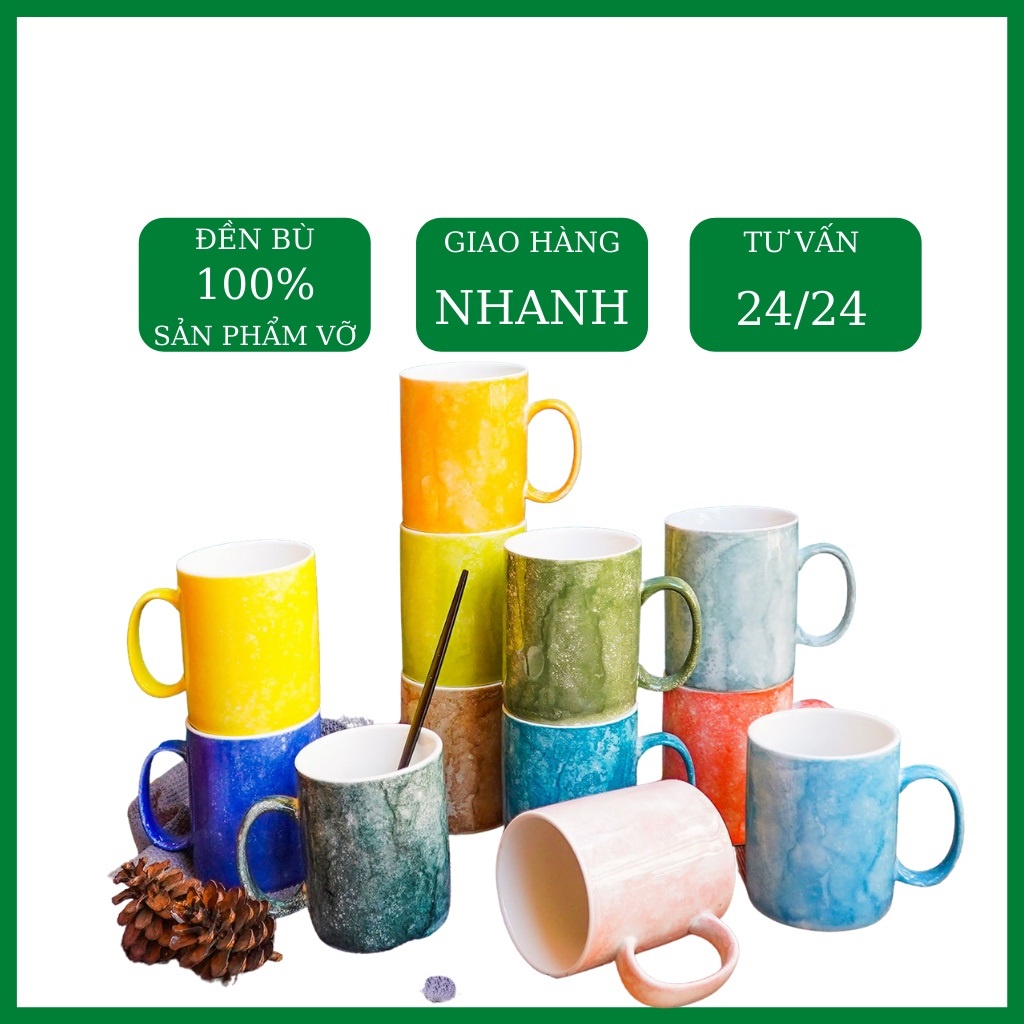 Cốc Sứ Uống Nước Dung Tích 350ml Men Đá Bát Tràng Cao Cấp Tinh Tế
